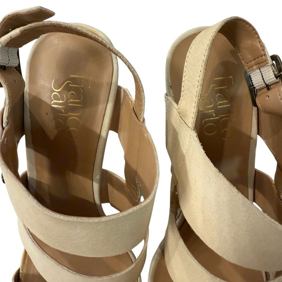 Franco Sarto Elegant Cream Nubuck Leather Platform Strappy Heels Size 8.5 - Picture 5 of 7
